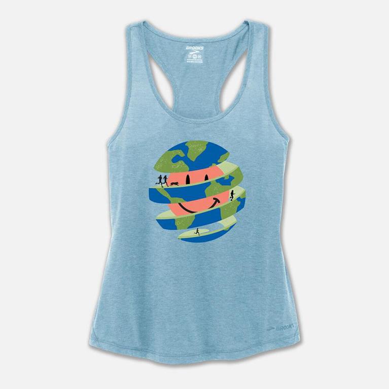 Brooks Distance Graphic - Womens Running Tank Top - Blue (49826RSMX)